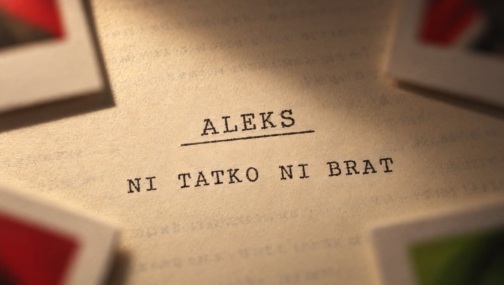 Typed title page: ALEKS, Ni tatko ni brat